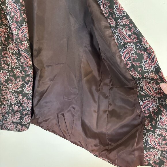 Talbots Petites Women's Blazer Size 4 Large Multicolor Paisley Rayon Vintage 90s - Picture 9 of 12